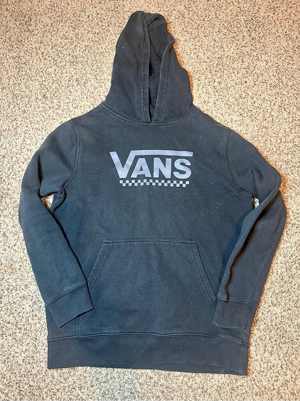 Vans Checkerboard Logo Pullover Hoodie Black Medium